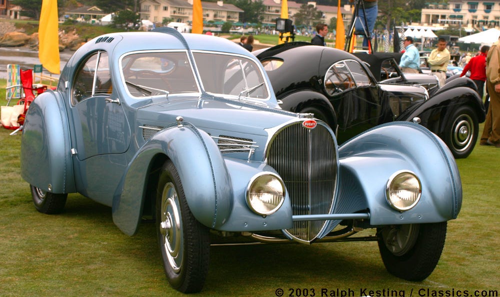 Exceptionally rare Bugatti Type 57 SC Atlantics together for the