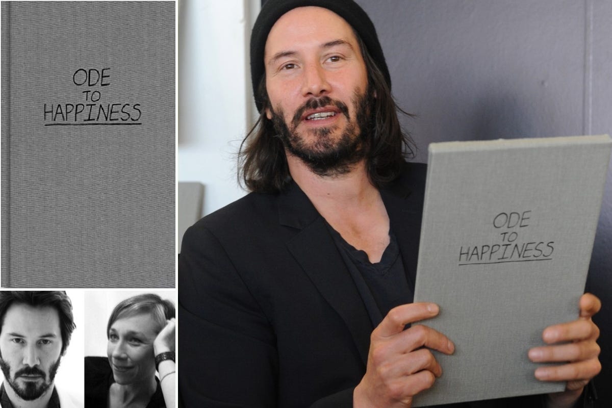 Keanu Reeves, Ode to Happiness. Wow. $1500 for a used copy on Amazon | by  Linda Caroll | The Book Cafe | Medium, image size:1200x800