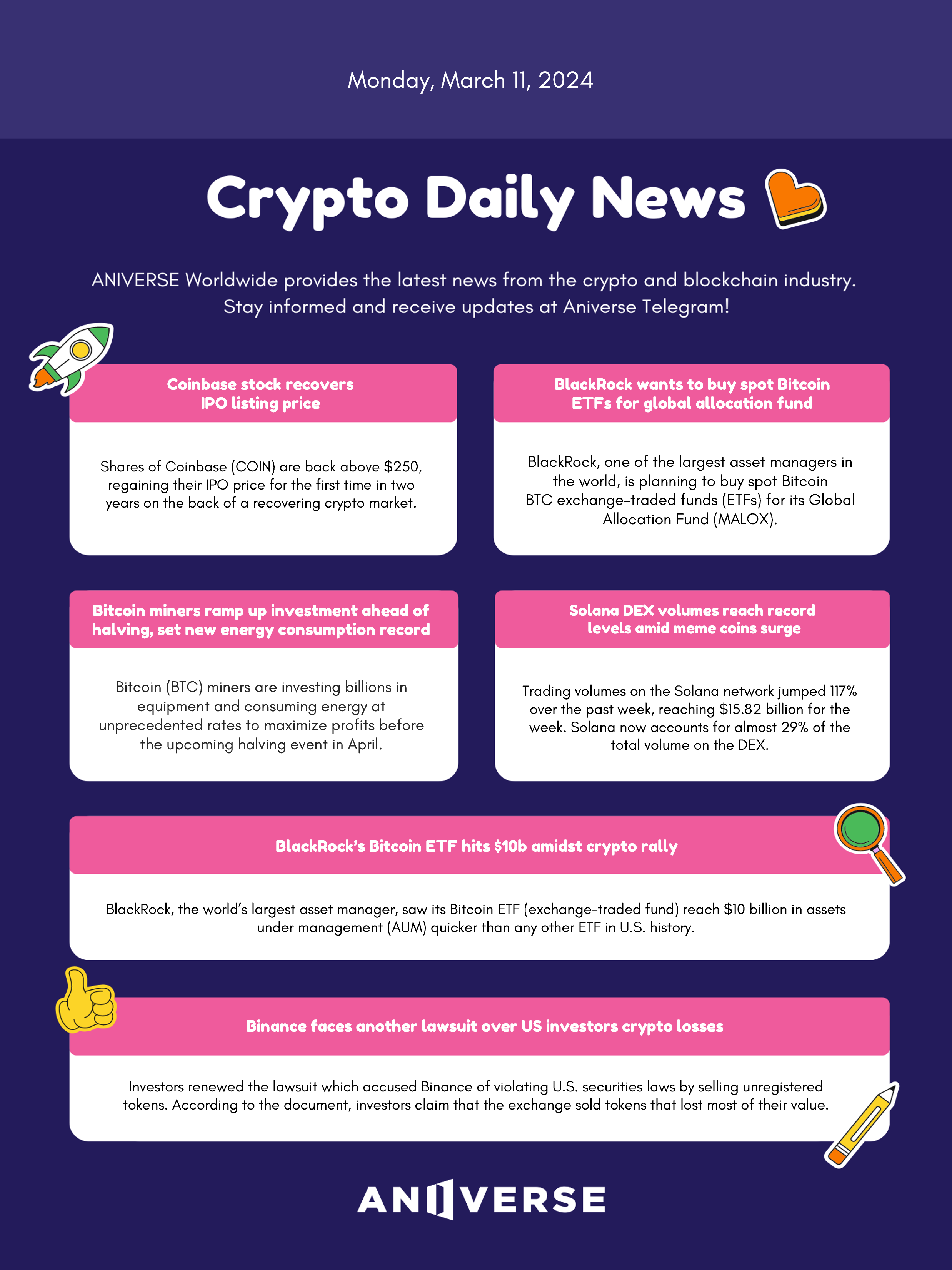 Crypto ANIVERSE Crypto Daily News_March 11, 2024 | by ANIVERSE | ANIVERSE |  Medium