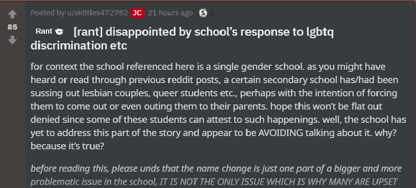 Example post on r/SGExams, Image from Reddit's r/SGExams