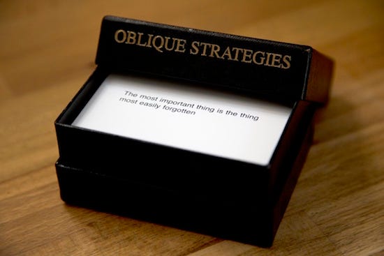 Obscure Instructions. On Brian Eno and Peter Schmidt's… | by Lee T