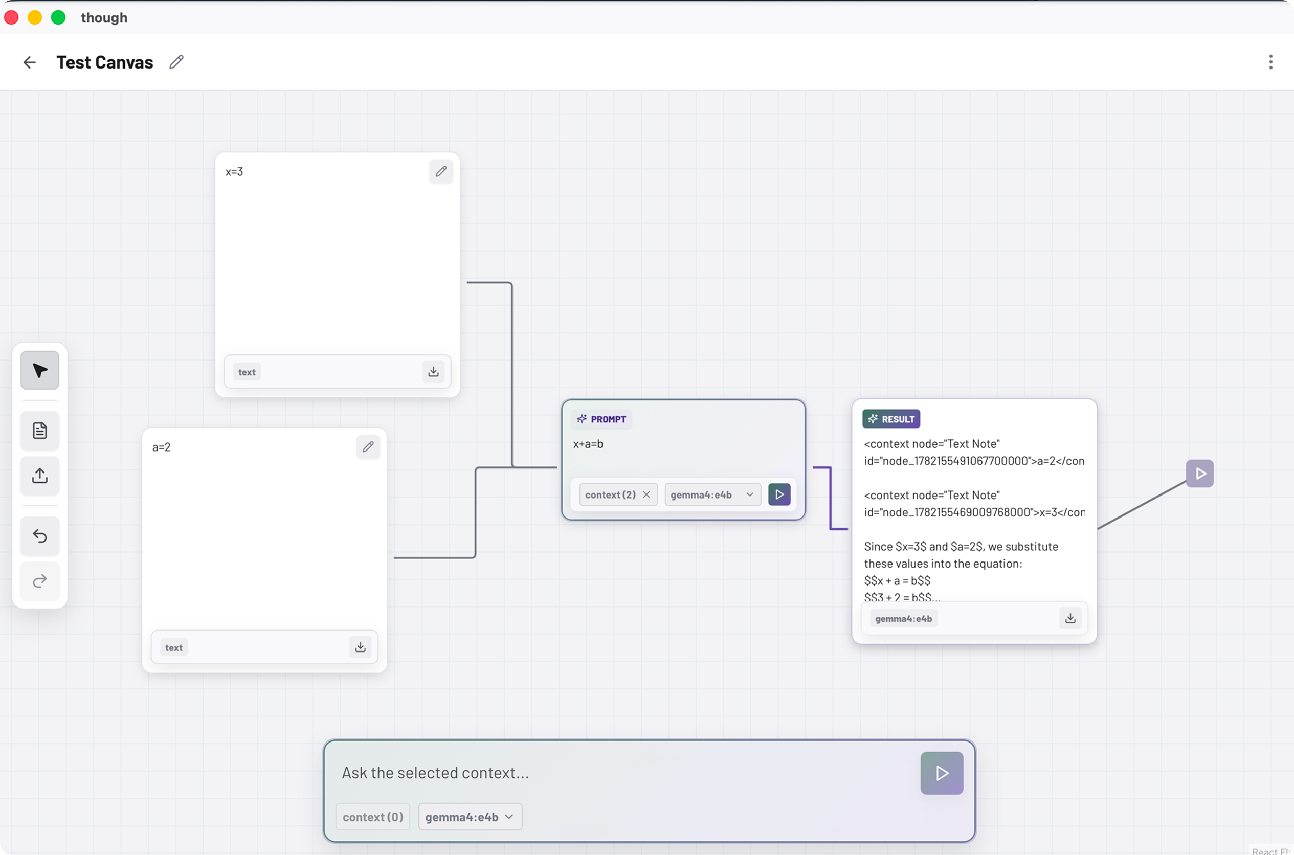 My experiment with Canvas View (alternative to ChatUI) for Managing context sent to AI.