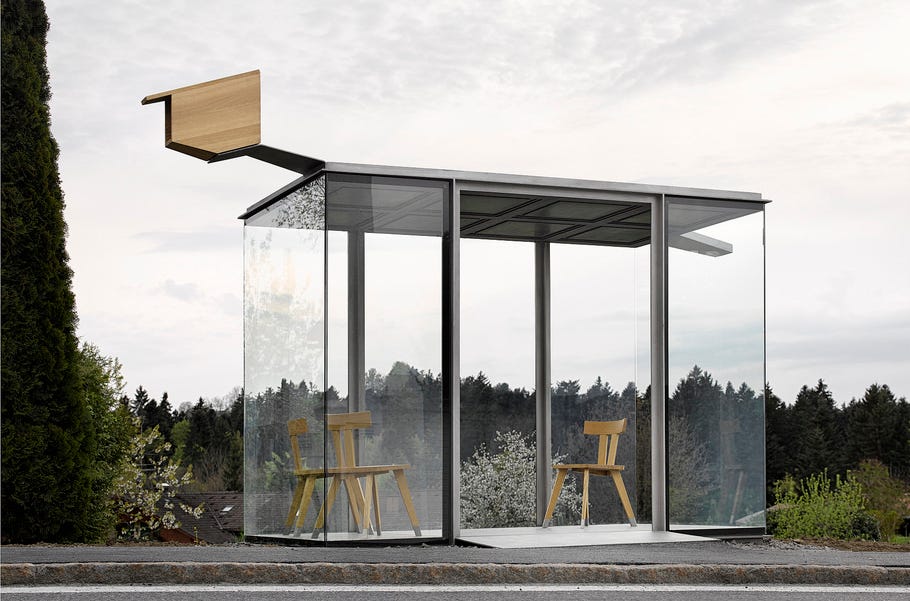 BUS:STOP, 7 bus stops in small Austrian village by Smiljan Radic