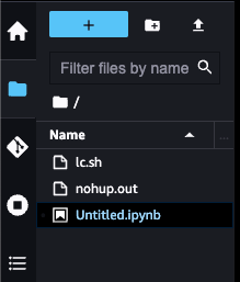 The upload arrow here will allow you to upload local files to the EFS directory for studio