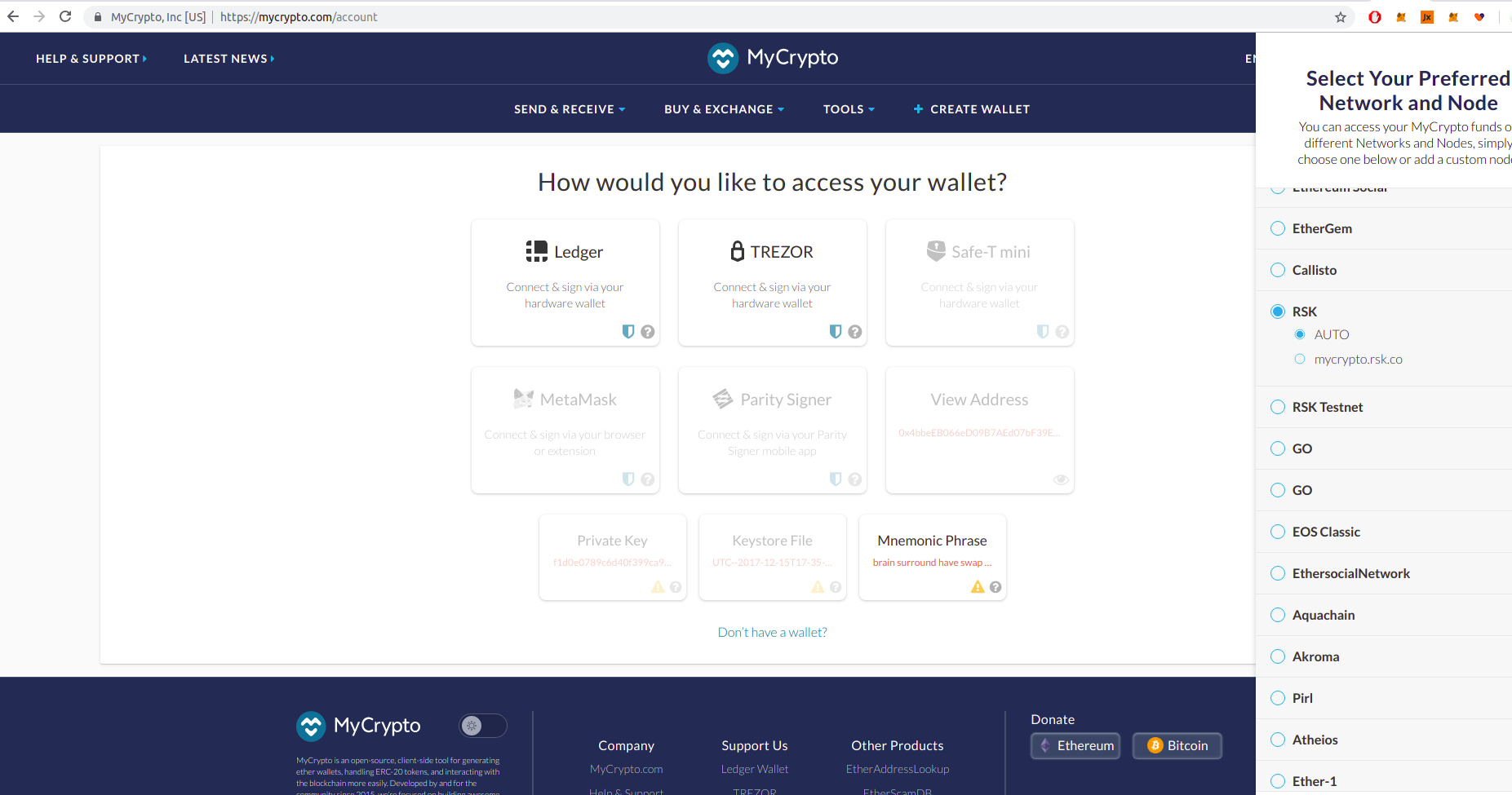 RIF_RSK] MyCrypto를 사용하여 RSK_RIF 계정 가져오기 및 iBitcome를 지원하는 세계 최초의 지갑 | by  RIF_RSK_Korea | Medium