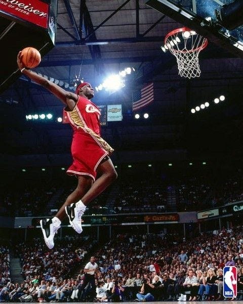 lebron james first nba basket