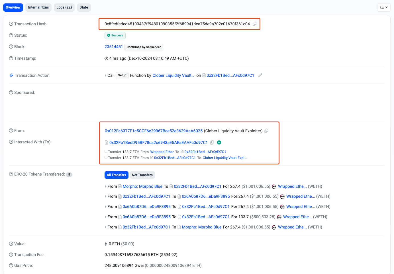 CloberDEX Liquidity Vault Hack Analysis | by Shashank | SolidityScan