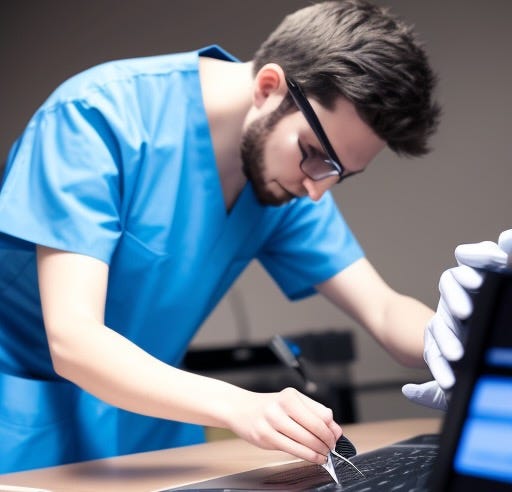 A software engineer accessing his computer's internals