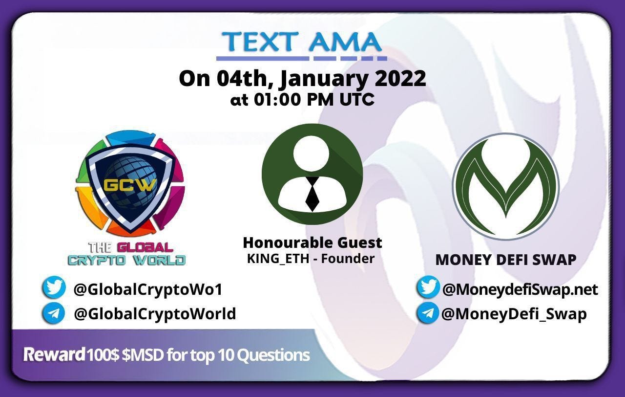 Recap of AMA with Money Defi Swap at GLOBAL Crypto World. | by Global Crypto  World | Medium