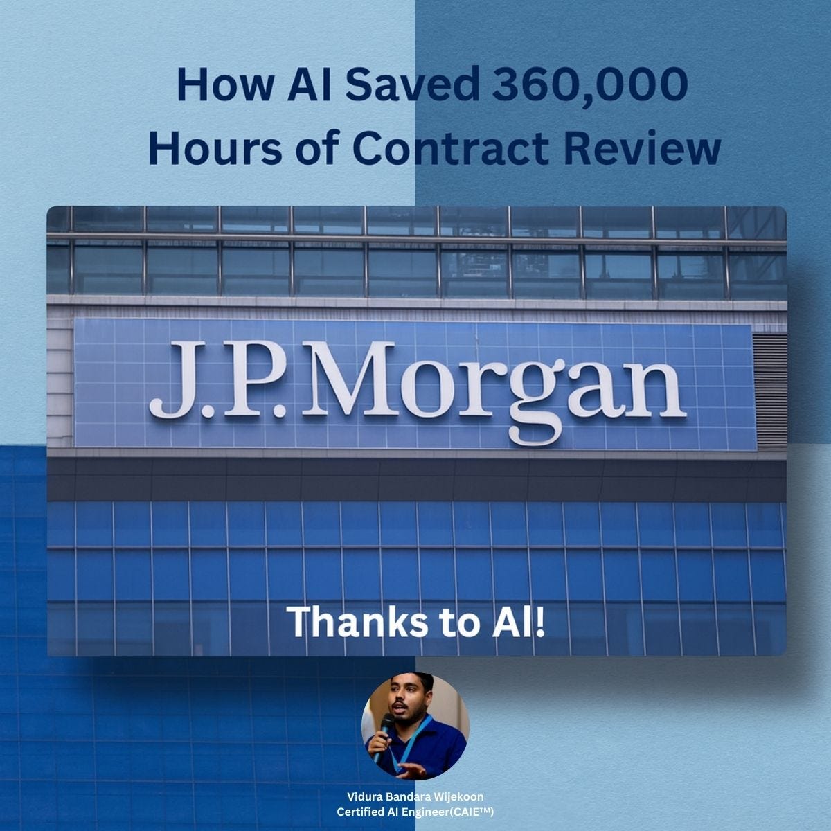 JPMorgan ~ How AI Saved 360,000 Hours of Contract Review | by Vidura  Bandara Wijekoon | AI in Finance ~ A New Era of Money, Trust, and Machines  | Medium