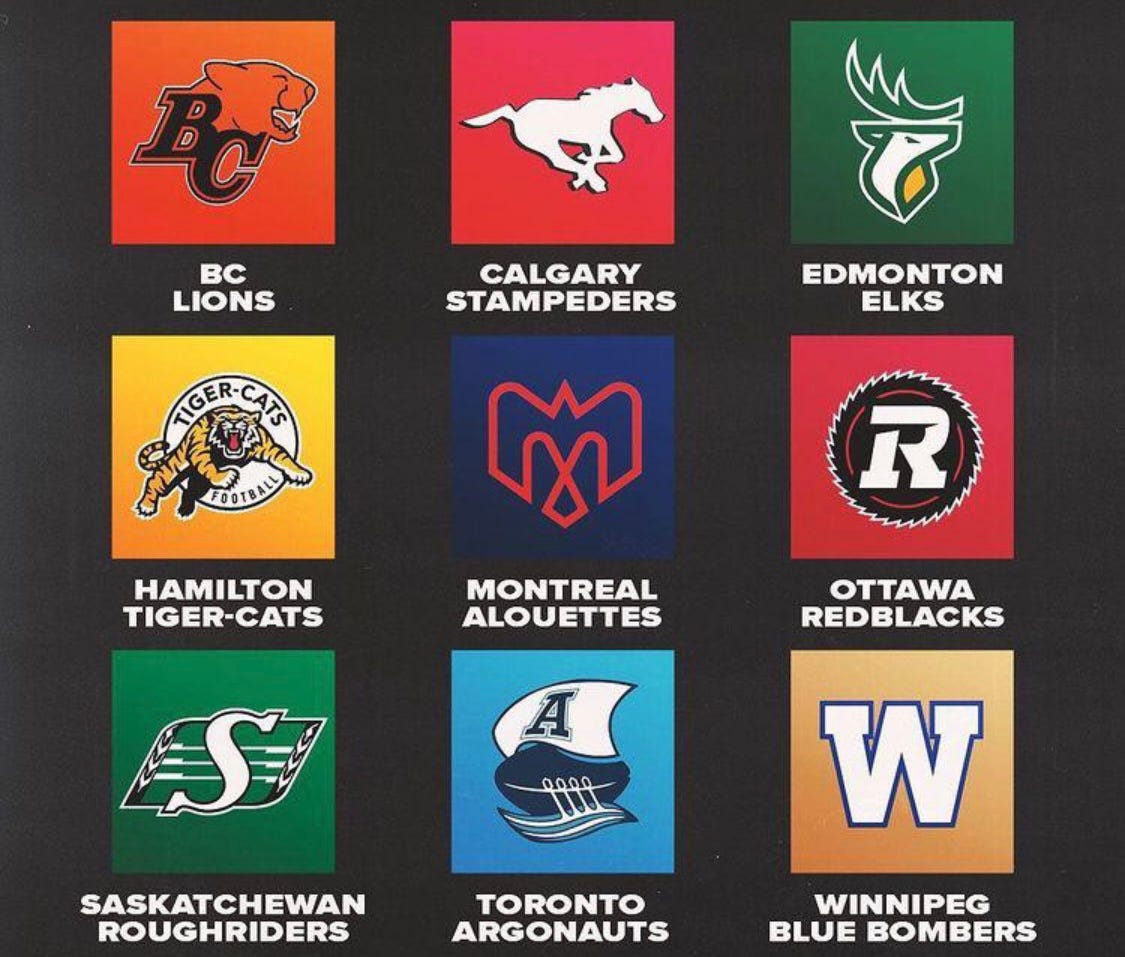Canadian Football Team Logos Ranked | by Jeff Swystun | Medium, image size:1125x957