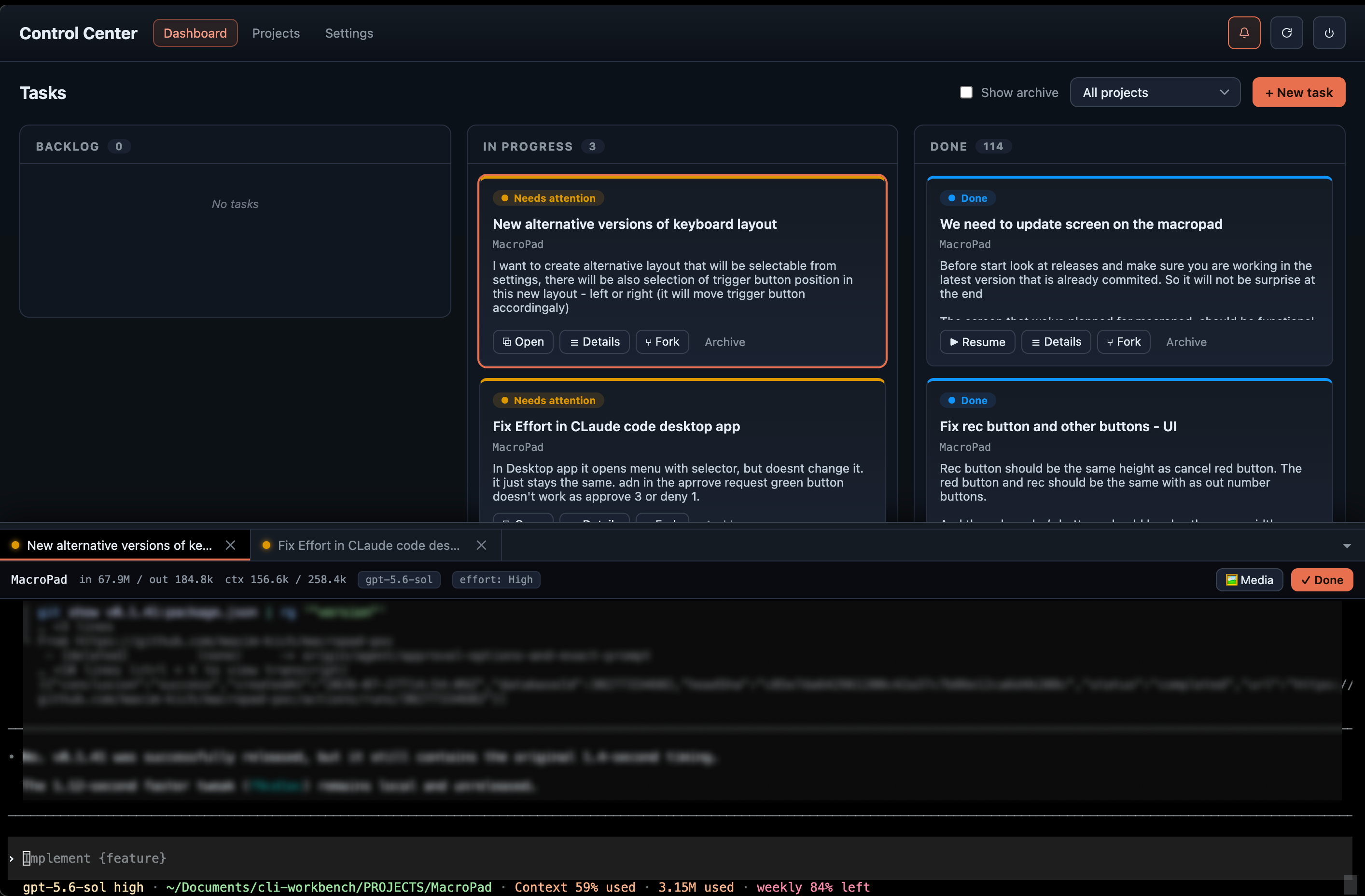 My custom Kanban Board to manage my Mental Load while using Coding Agents