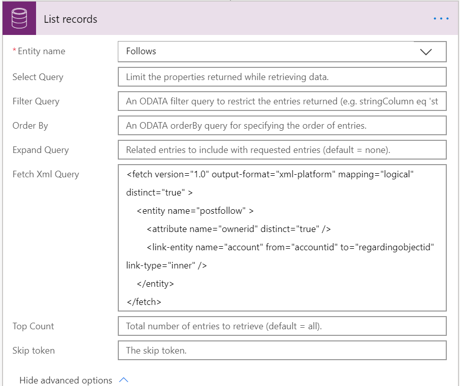 Quicktip: Without primary key distinct='true' in FetchXml won't