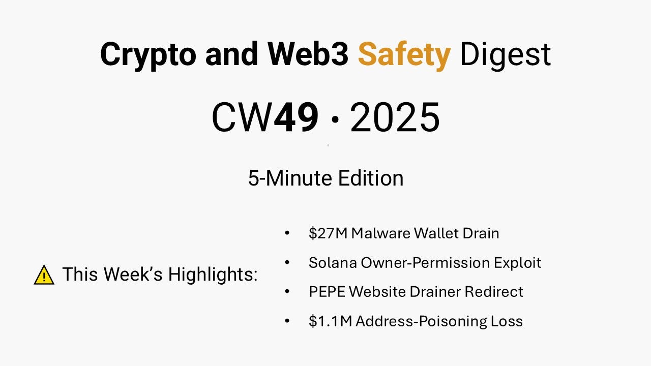 Weekly Crypto and Web3 Safety Digest — CW49 2025 | by 5-minute digital  safety power-ups | Dec, 2025 | Medium