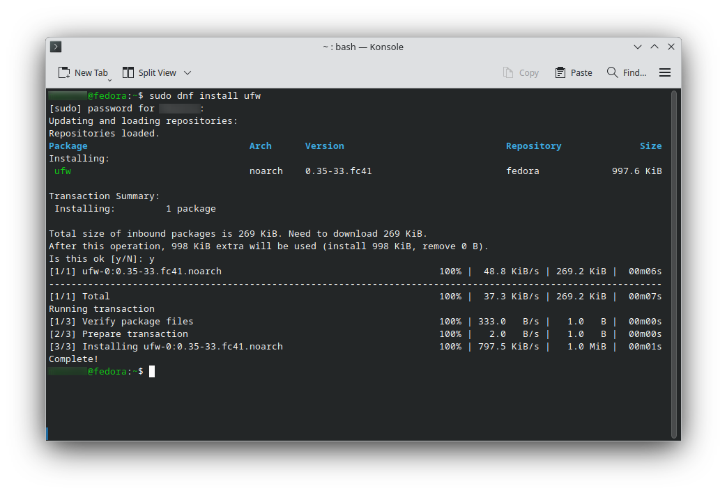 Configuring UFW (Uncomplicated Firewall) on my Fedora KDE System