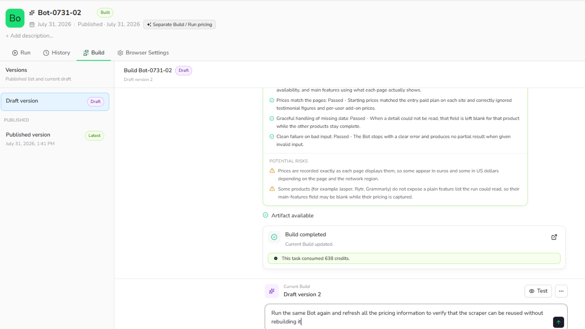 Build complete and self-verified, with the reuse prompt already queued up.