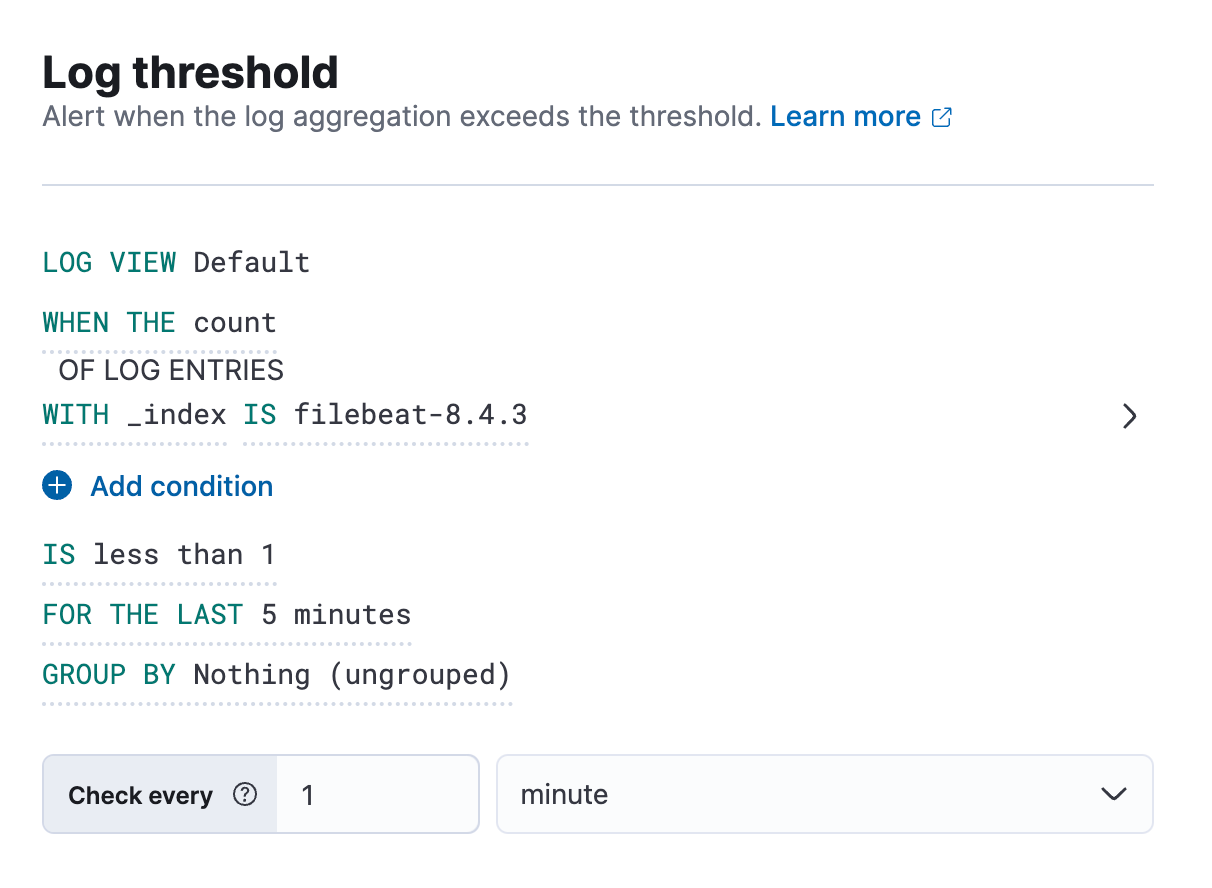 Creating Alert Notifications in Elasticsearch: No Logs Alert
