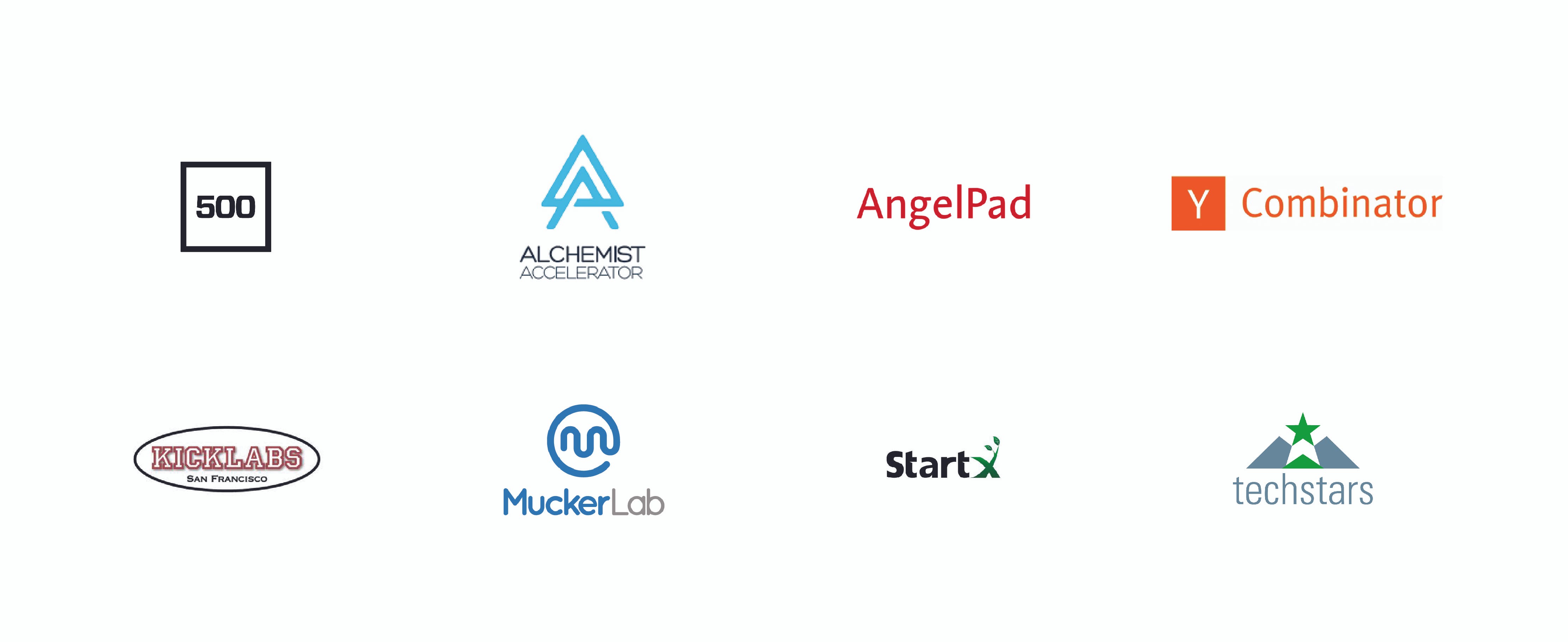 A selection of accelerator program logos from the US.