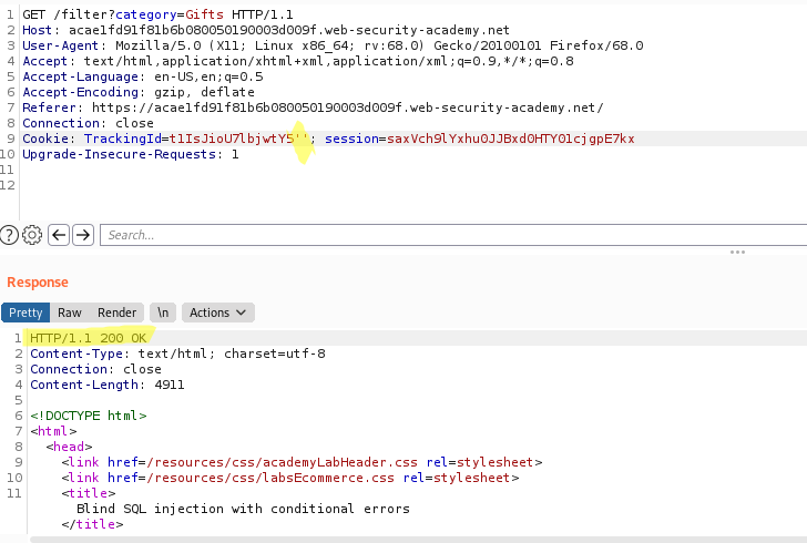 Blind SQLi with conditional errors | by efran | Medium Blind SQLi with conditional errors | by efran | Medium
