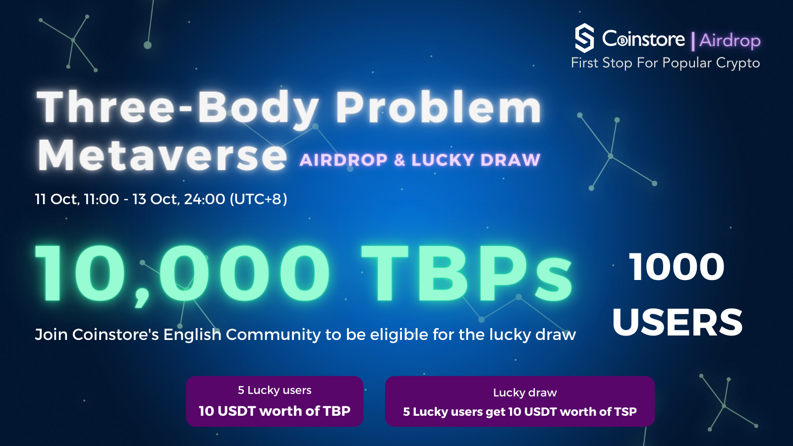 Coinstore Three-Body Problem (TBP) Airdrop Event | by Coinstore | Coinstore  Exchange | Medium