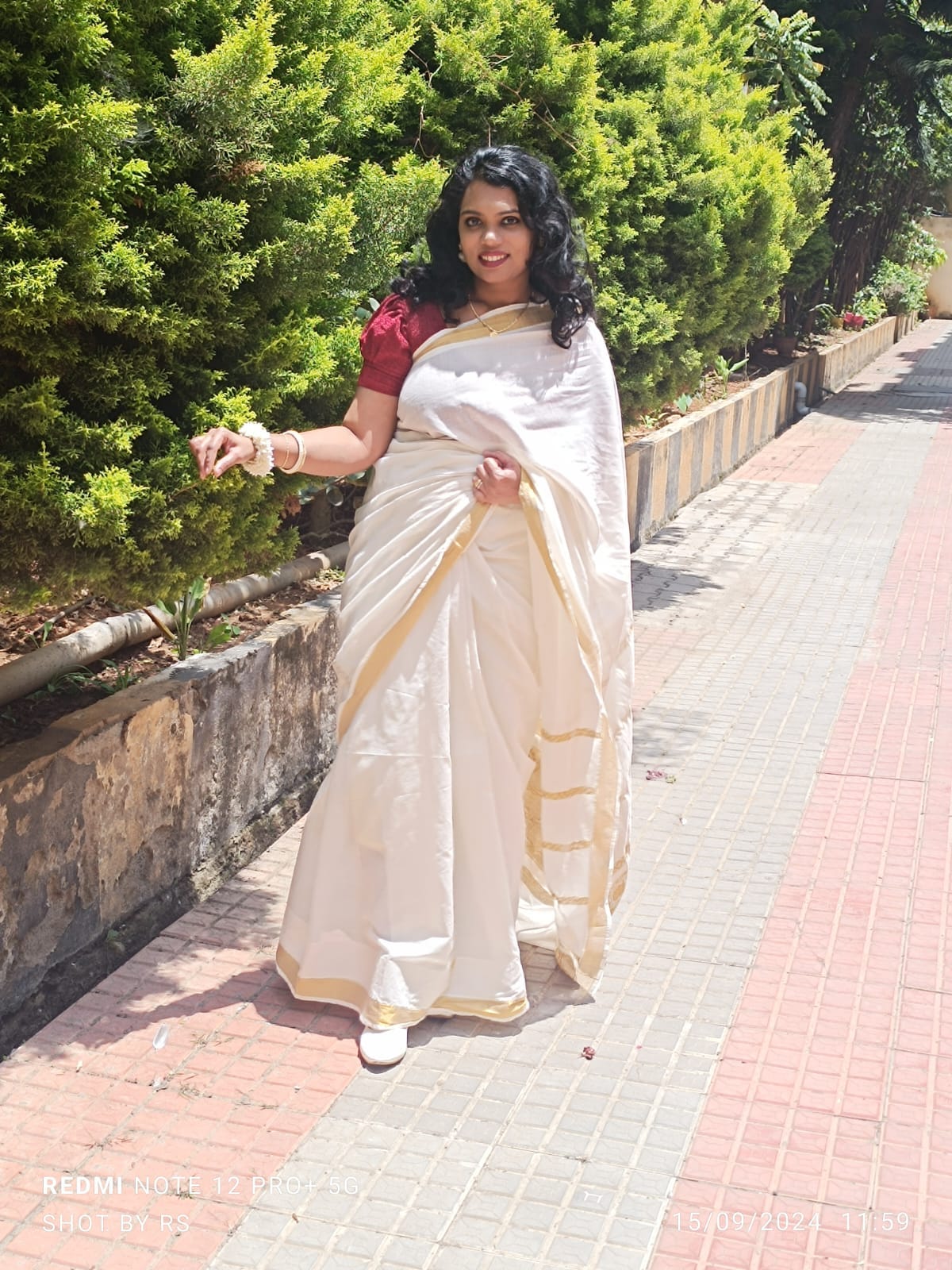 knee length dresses for ladies Kasavu frock style top from Floral Blues main image 0