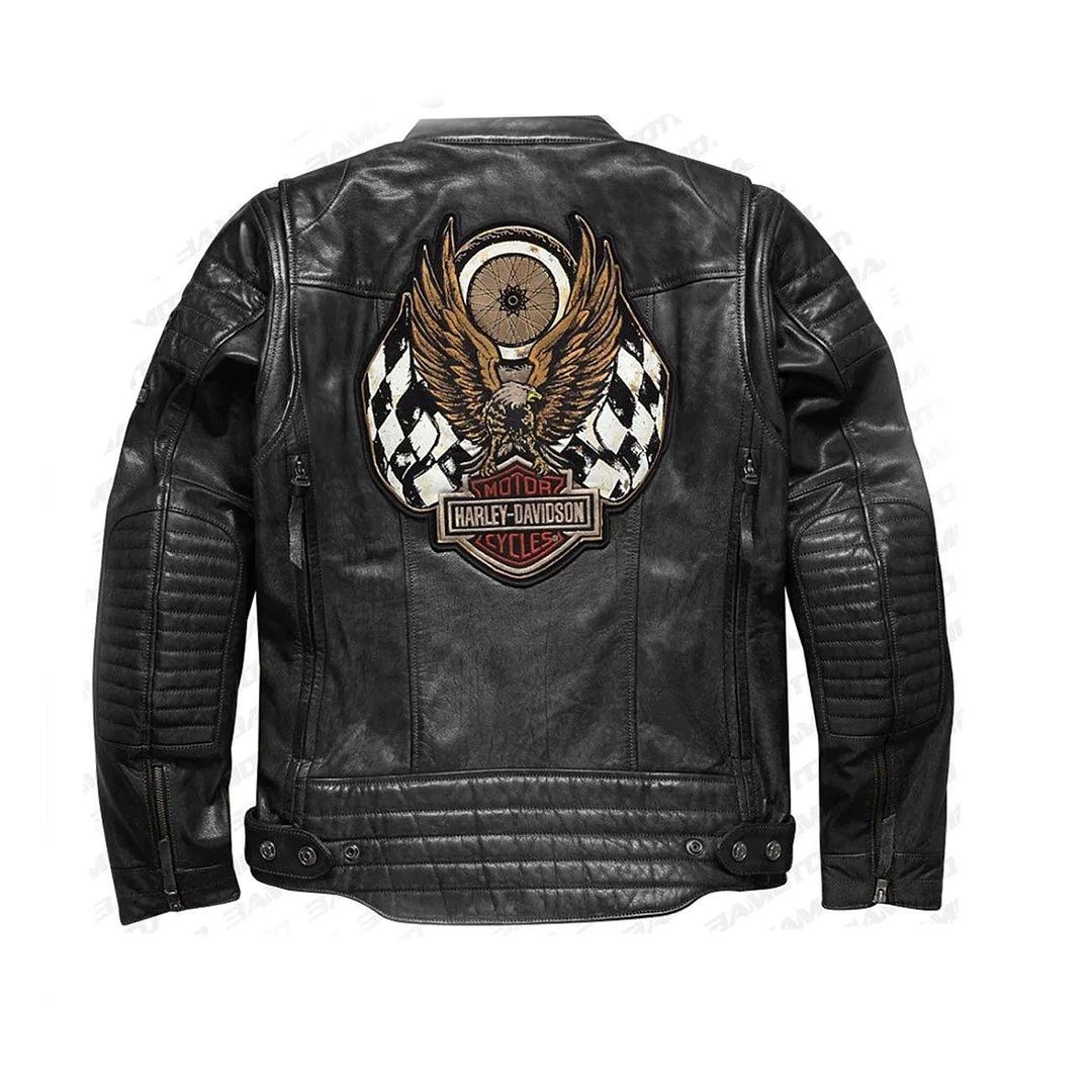 Harley-Davidson Legendary Eagle 革ジャン M The Harley Davidson Men Embroidery Eagle Design Natural Leather