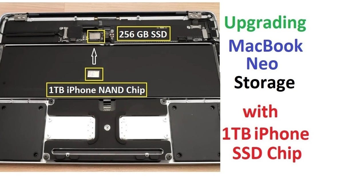 I Put a 1TB iPhone NAND Chip Inside a “MacBook Neo” — and It