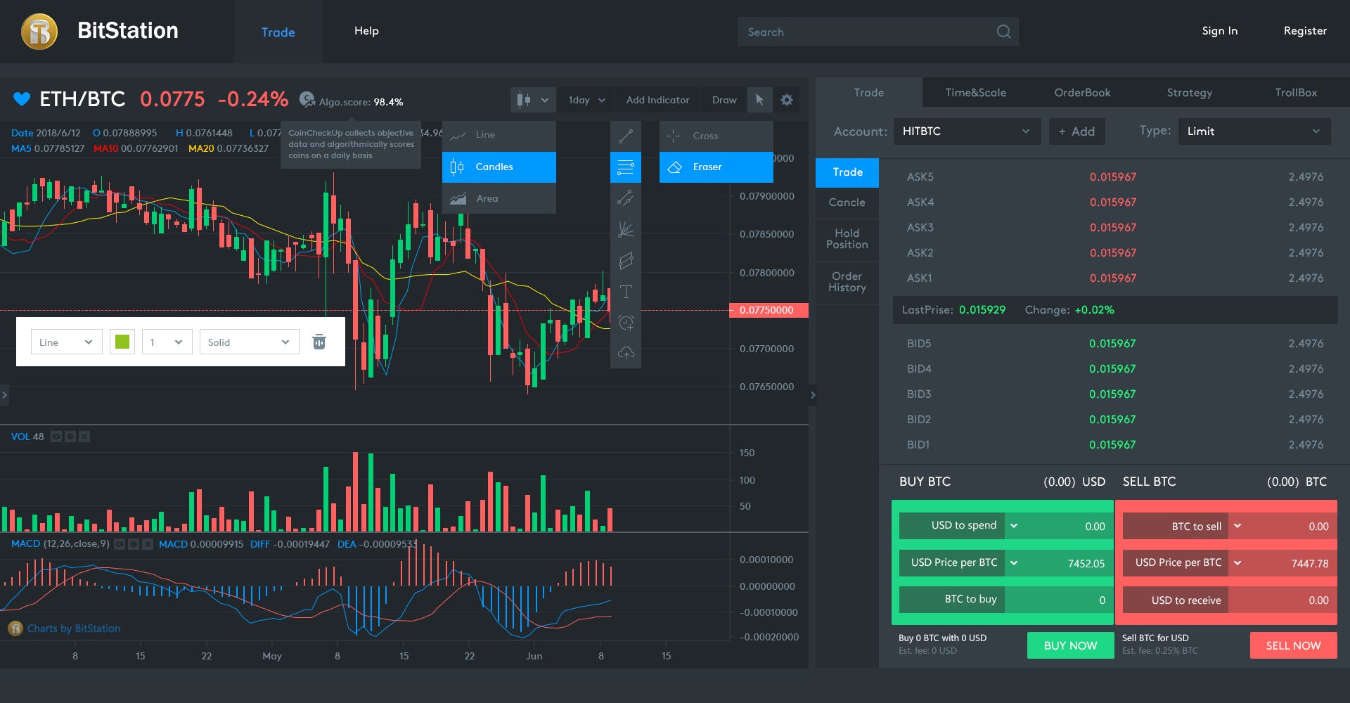 BitStation Weekly 2018–07–30. Trading interface (HitBTC… | by BitStation |  Medium