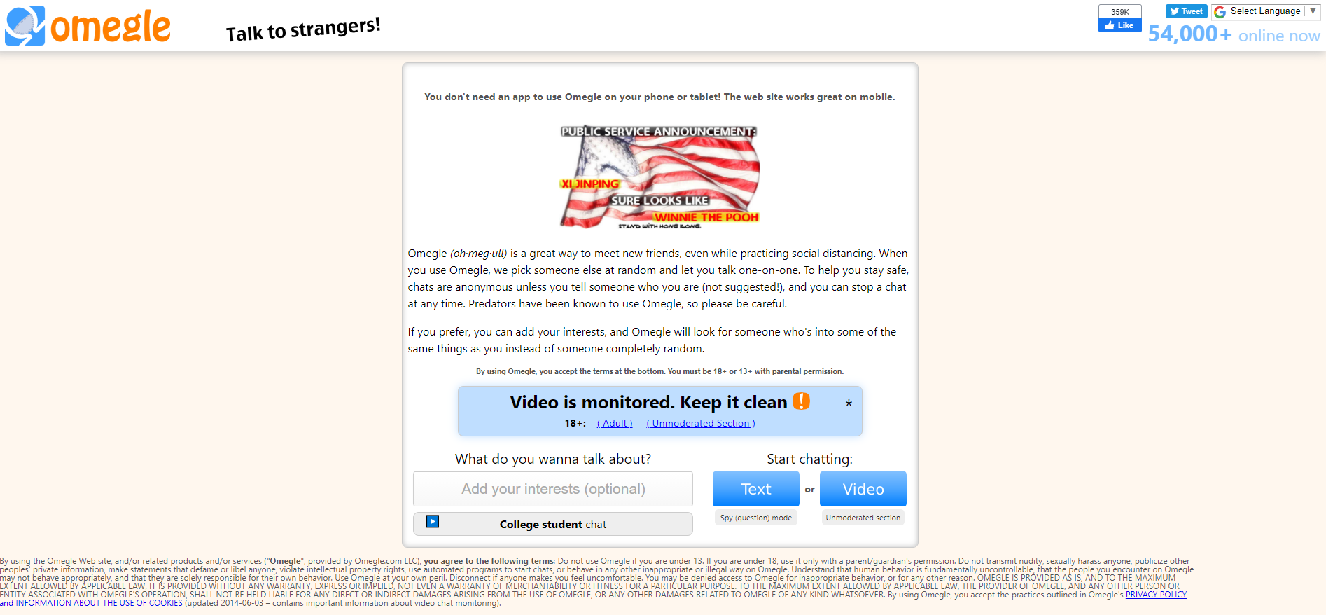 A Bad Interface — Omegle. I think that Omegle has a bad user… | by Jasmine  McCoy | Medium
