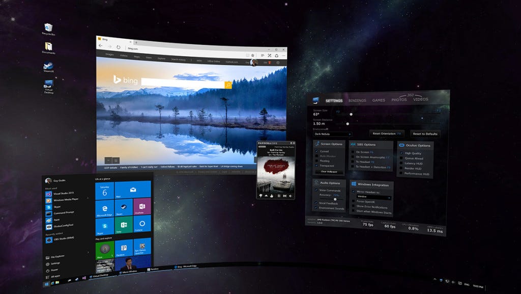 Virtual Reality Oculus Rift Oculus Virtual Desktop Windows 10