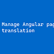 Manage Angular page titles translation
