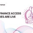 Burnt Finance Access Codes are Live