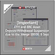 ETH and ERC Deposit/Withdrawal Suspension due to the Merge (00:00, 8 Sep)