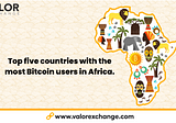 Top five countries with the most Bitcoin users in Africa.
