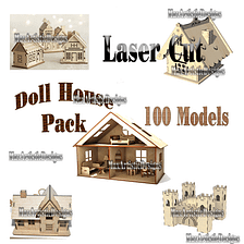 98+ doll house laser cut vectors set for cnc plasma cutter in dxf and cdr formats, with a 3D puzzle…