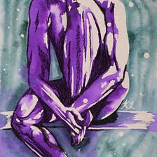 Seated male nude mixed media artwork, third piece in my Masculine Nudes mini collection