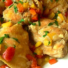 Chicken Braised With Sweet Bell Peppers Recipe