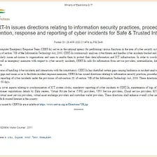 CERT-IN makes mandatory for Indian companies to report hacking/cyber security incidents to…