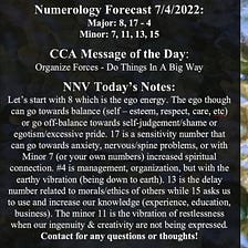 Numerology Forecast 7/4/22