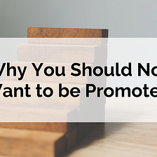 Why You Should Not Want to be Promoted