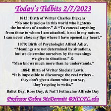 Today’s Tidbits Feb. 7th, 2023