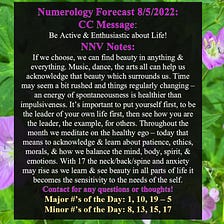 Numerology Forecast 8/5/2022