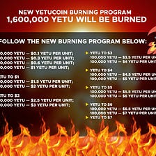 New Yetucoin Burning Program — 1,600,000 YETU Will be Burned