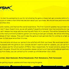 CD Projekt RED issues statement on poor Cyberpunk 2077 console performance
