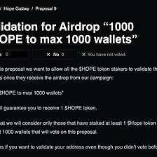 ✅ Validation for Airdrop “1000 $HOPE to max 1000 wallets”
