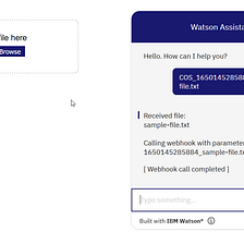 Watson Assistant chatbot: file upload