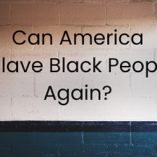 Do You Think America Would Ever Try to Enslave Black People… Again?