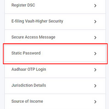 Income Tax NePortal — Static Password