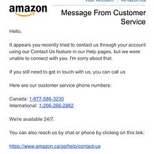 Amazon live chat canada