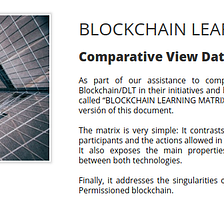 Blockchain Learning Matrix: Database vs Blockchain a comparative view